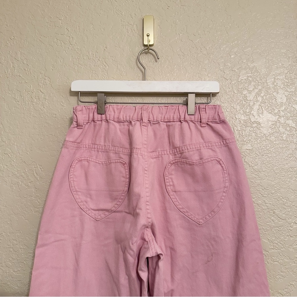 High-Waist Wide Leg Pants in Dusty Rose with heart pockets - Picture 3 of 5